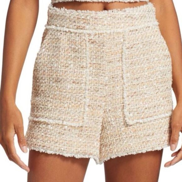 NWT RAMY BROOK Edie Tweed Linen Blend Shorts Sz. 12 - Picture 3 of 6